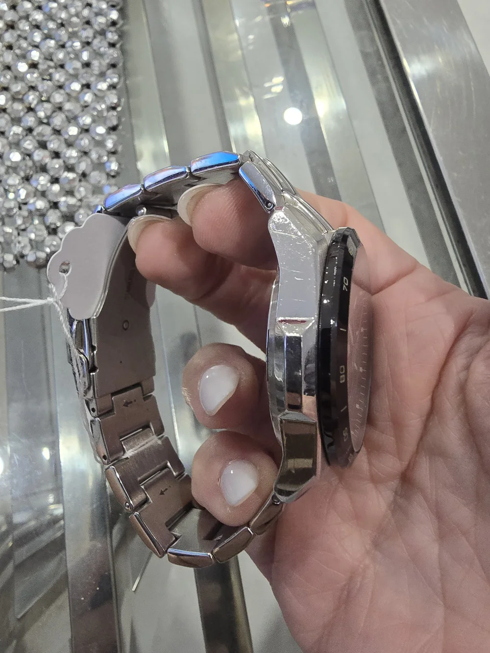 Casio Black and Silver Chronograph Watch with Blue Accents
